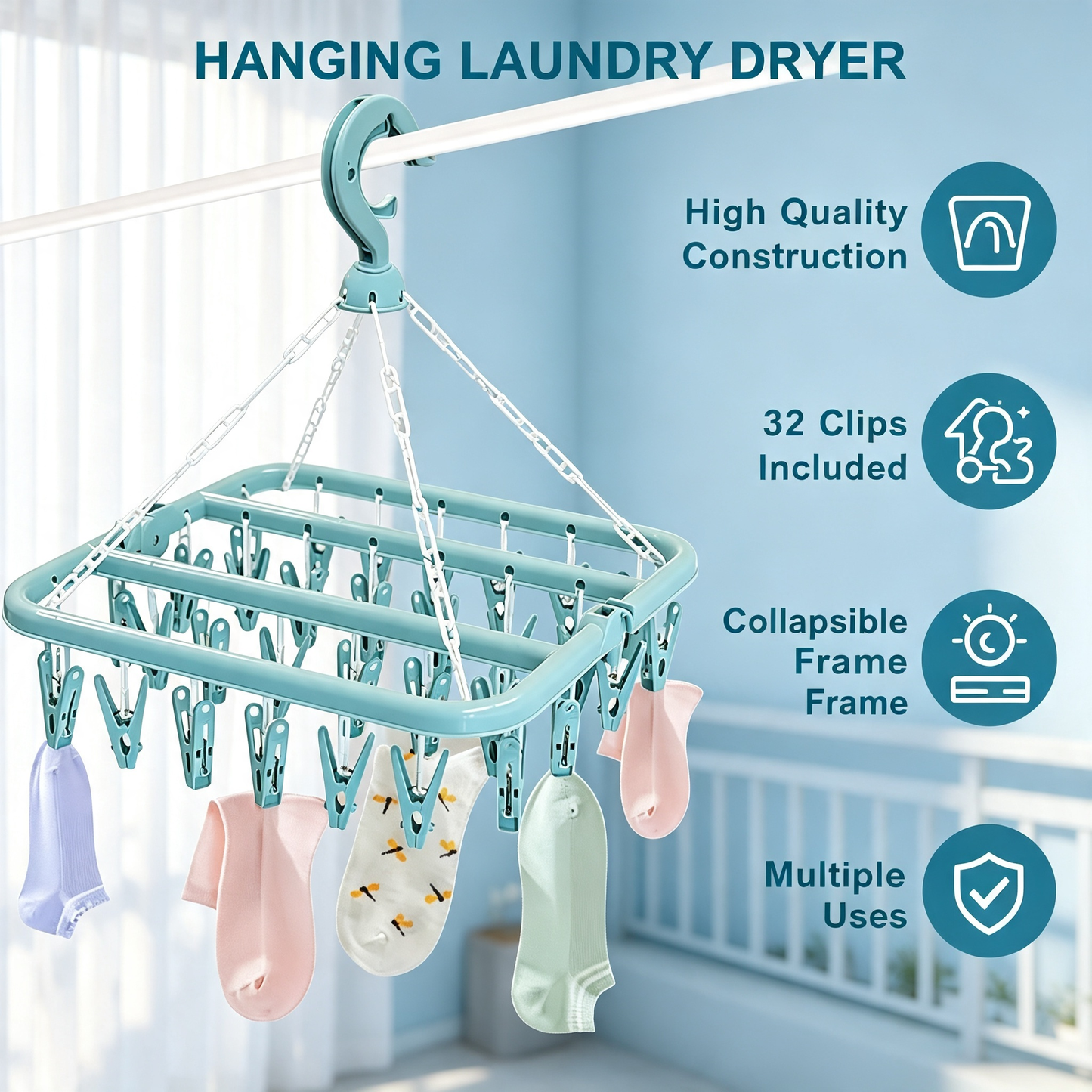 Foldable Hanging Clothes Drying Rack