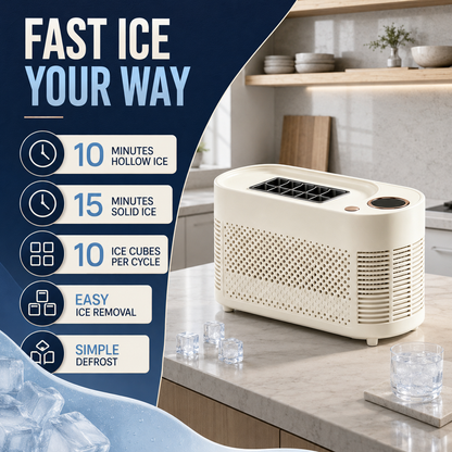 Compact 10-Cube Ice Maker with Home and Car Power Adapters