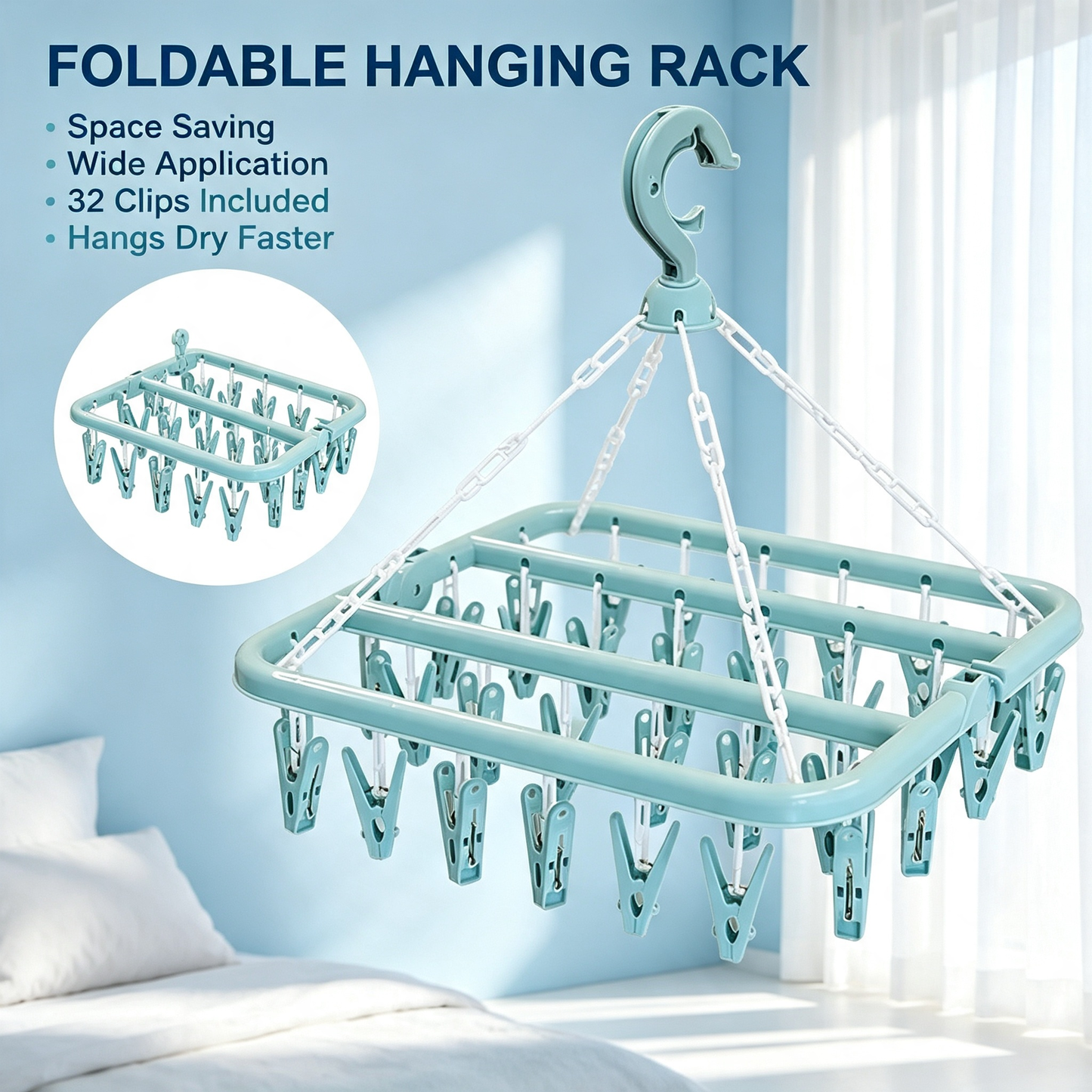 Foldable Hanging Clothes Drying Rack