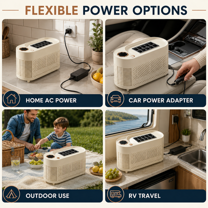 Compact 10-Cube Ice Maker with Home and Car Power Adapters