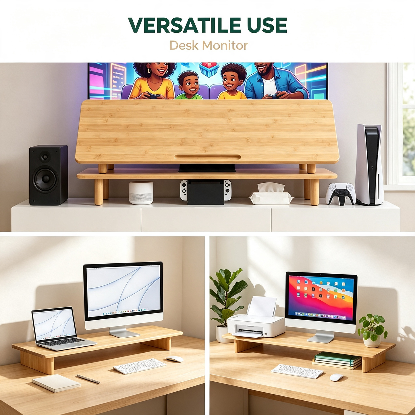 Bamboo Monitor Stand Riser